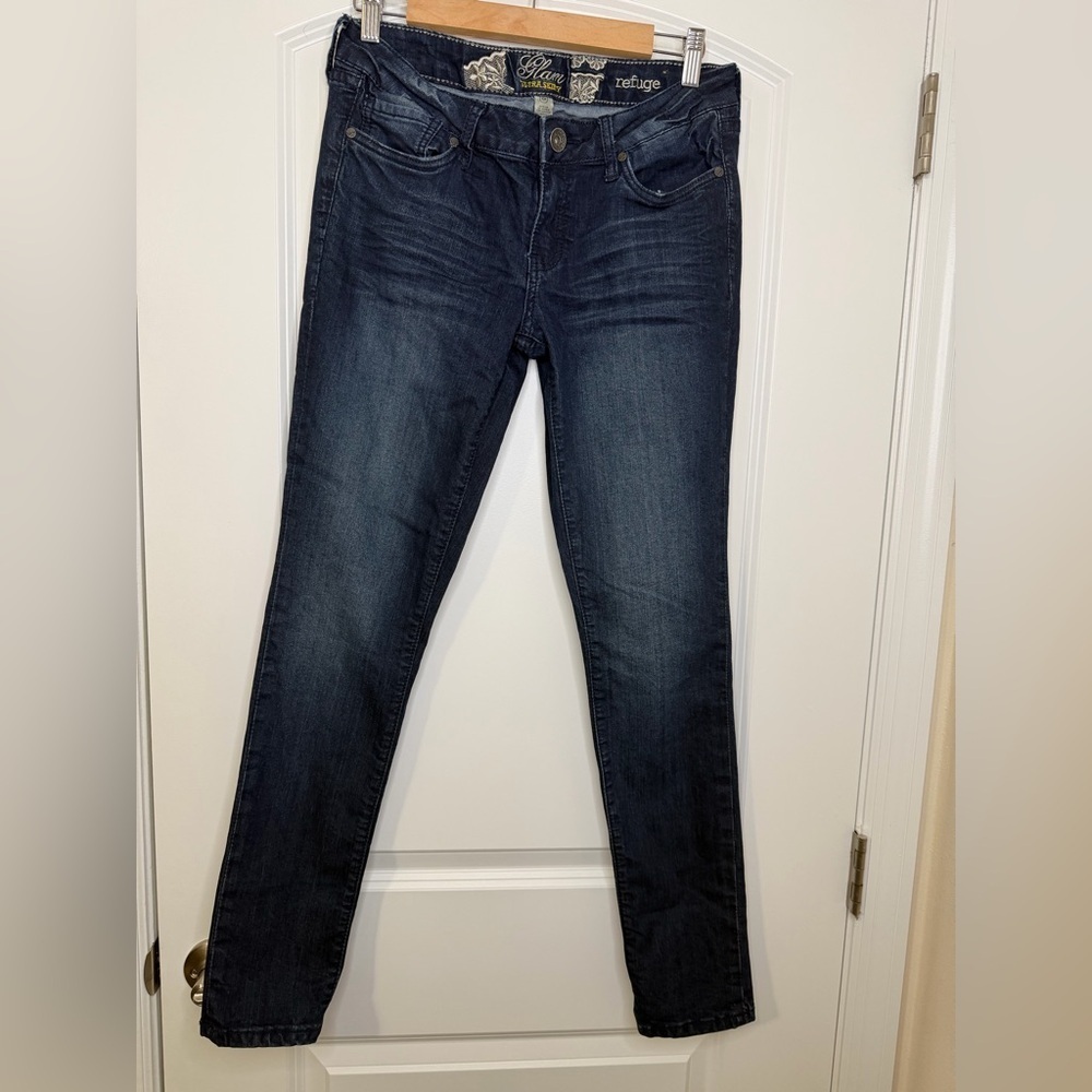 Charlotte Russe Refuge Dark Blue Womens Ultra Skinny Jeans Y2K Lapis